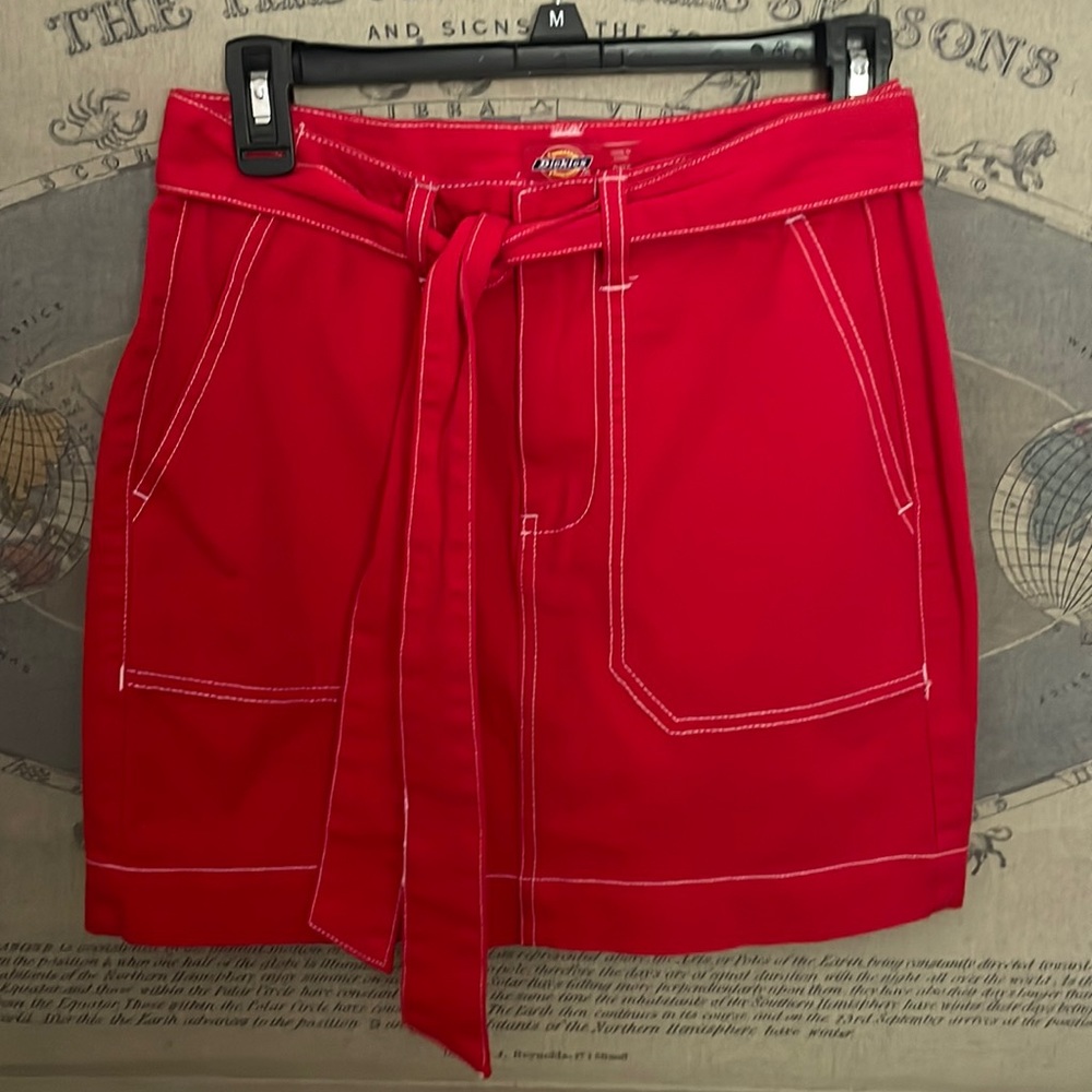 red mini skirt